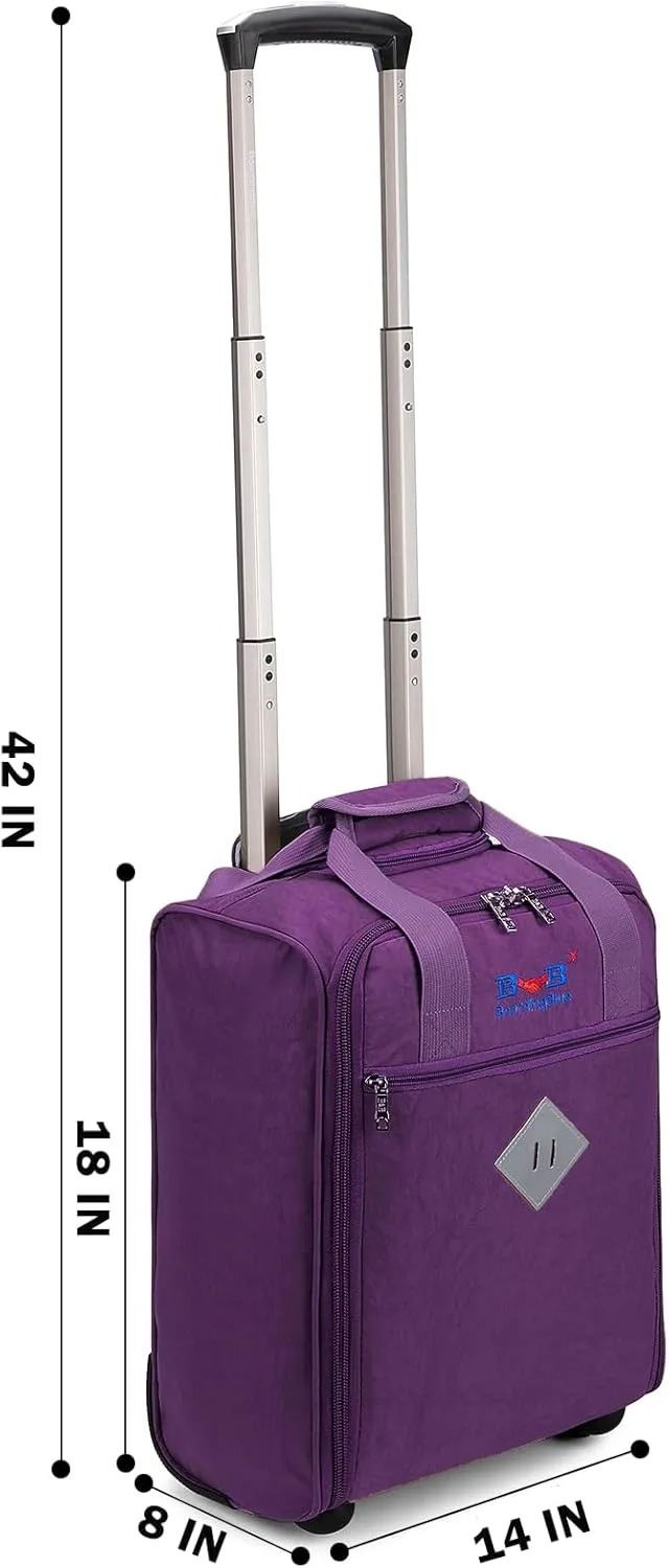 For Spirit Airlines 18x14x8 Inches Personal Item Under Seat Rolling Duffle Bag Luggage Suitable For Major Airlines Including AA and Frontier (Purple)