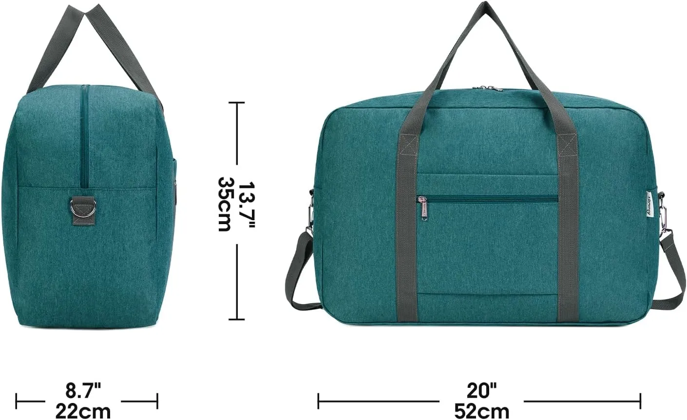 For United Airlines Foldable Carry on Bag 22x14x9 Travel Duffel Bag Packable luggage Duffle for Women and Men 40L (Teal)