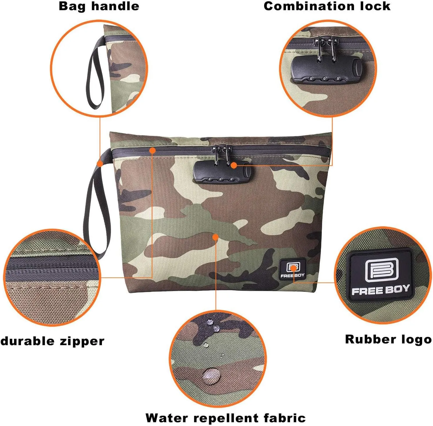 Free Boy Smell Proof Bags 11.8"x8.6"Durable Odor Proof Stash Bag with Combination Lock,Smell Odor Case Container