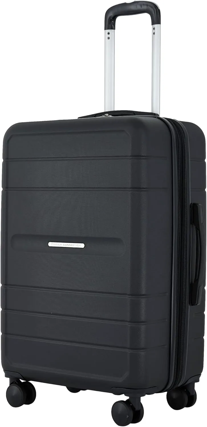 French Connection St. Martin Carry-On Luggage with Cup Holder/USB Ports, Black