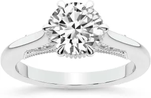 FRIENDLY DIAMONDS Lab Grown Diamond Ring For Women IGI Certified | 0.50-7 Carat 14K White Gold | FG-VS Quality