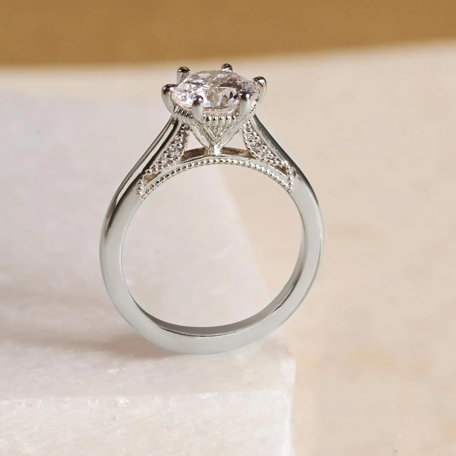FRIENDLY DIAMONDS Lab Grown Diamond Ring For Women IGI Certified | 0.50-7 Carat 14K White Gold | FG-VS Quality