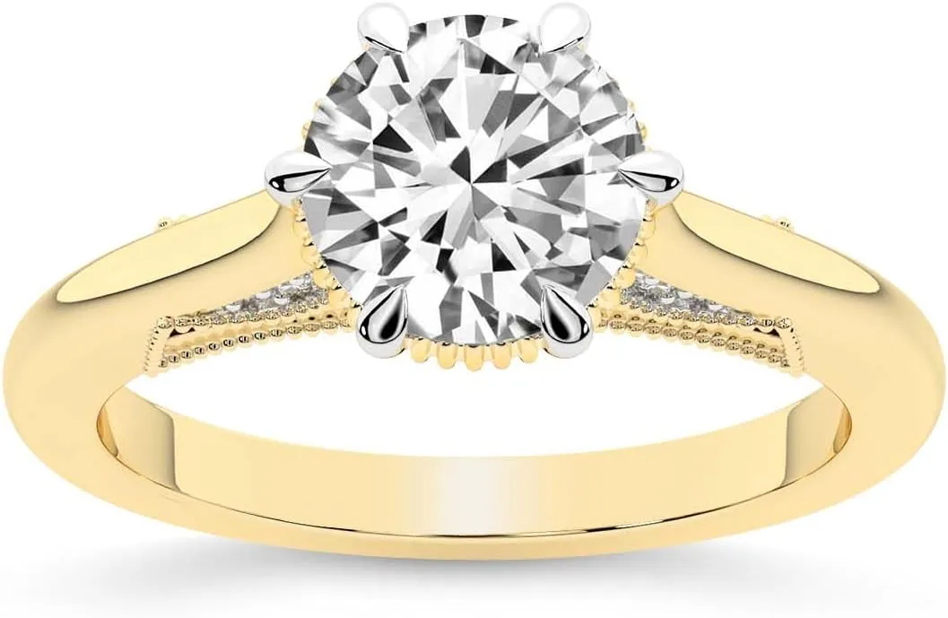 FRIENDLY DIAMONDS Lab Grown Diamond Ring For Women IGI Certified | 0.50-7 Carat 14K White Gold | FG-VS Quality