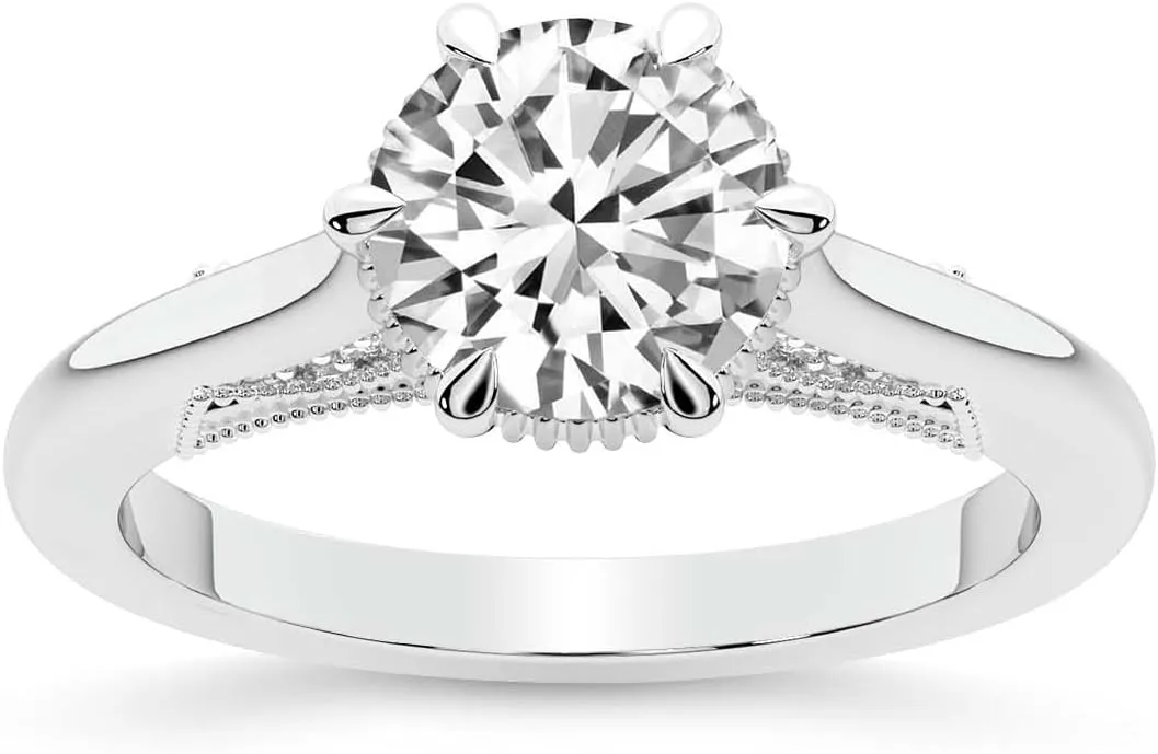 FRIENDLY DIAMONDS Lab Grown Diamond Ring For Women IGI Certified | 0.50-7 Carat 14K White Gold | FG-VS Quality