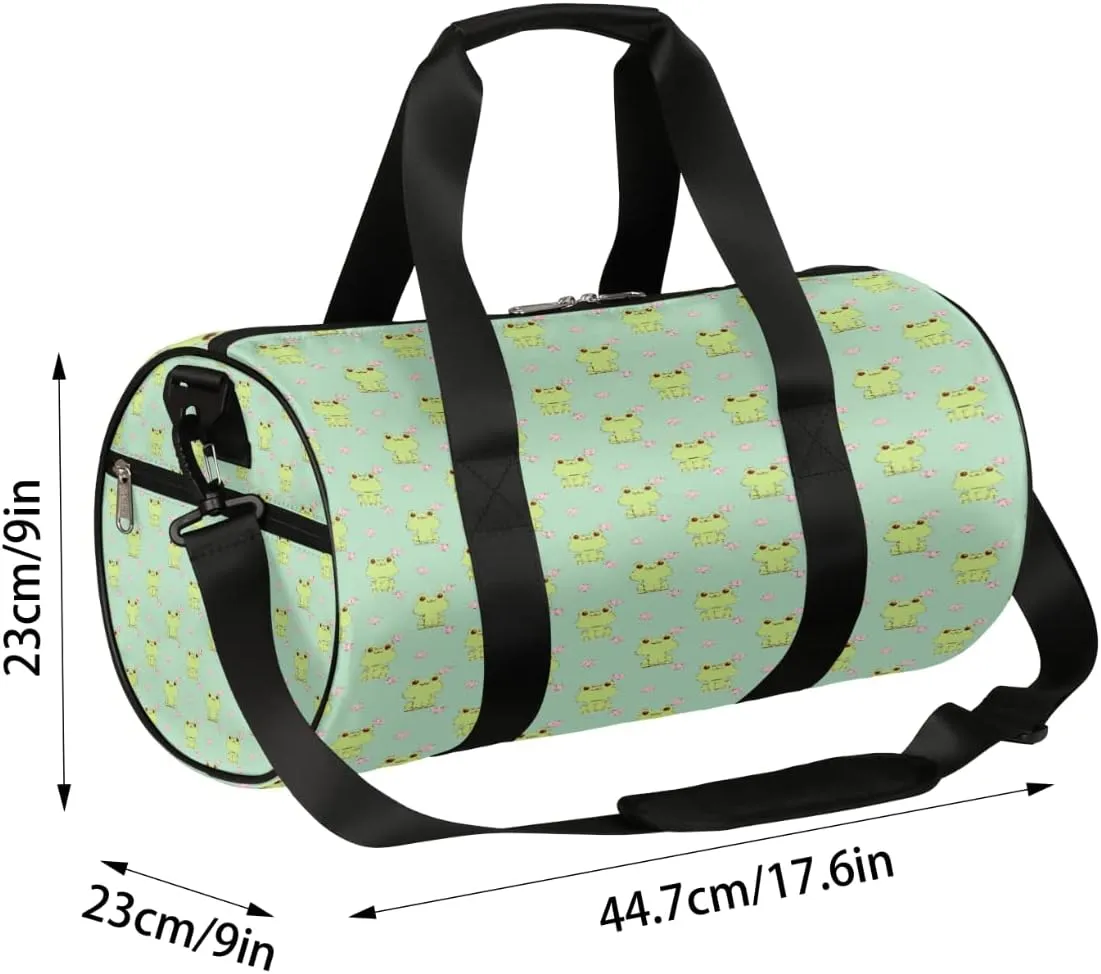 Frog Adorable Gym Bag Small Gym Duffel Bags for Men Women Cute Frog Overnight Weekender Bag Lightweight Sport Duffle Bag Carry On Gymbag
