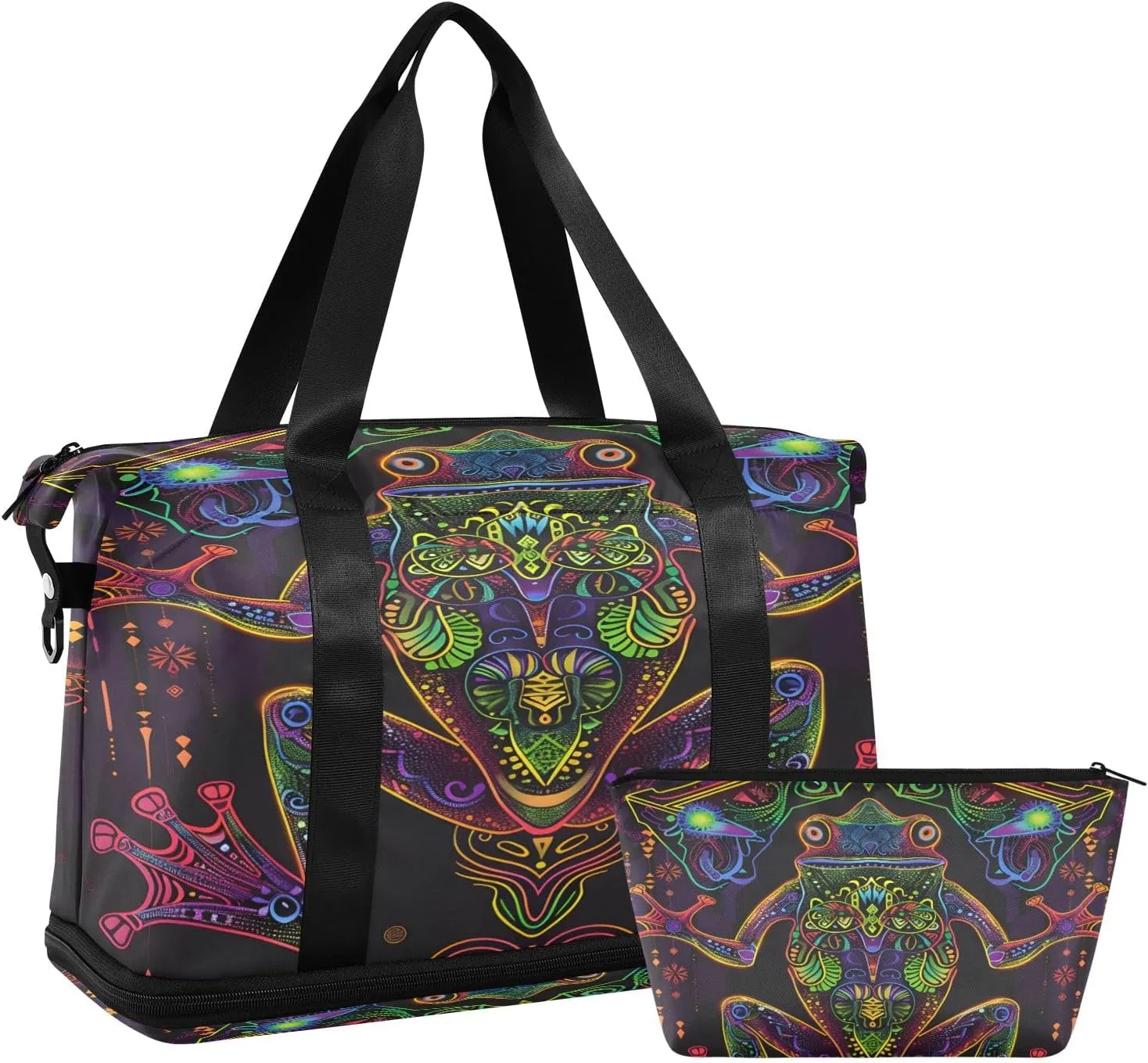 Frog Line Travel Duffel Bag Waterproof Gym Sport Tote Bag Carry On Weekender Bag with Compartment