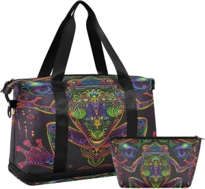 Frog Line Travel Duffel Bag Waterproof Gym Sport Tote Bag Carry On Weekender Bag with Compartment