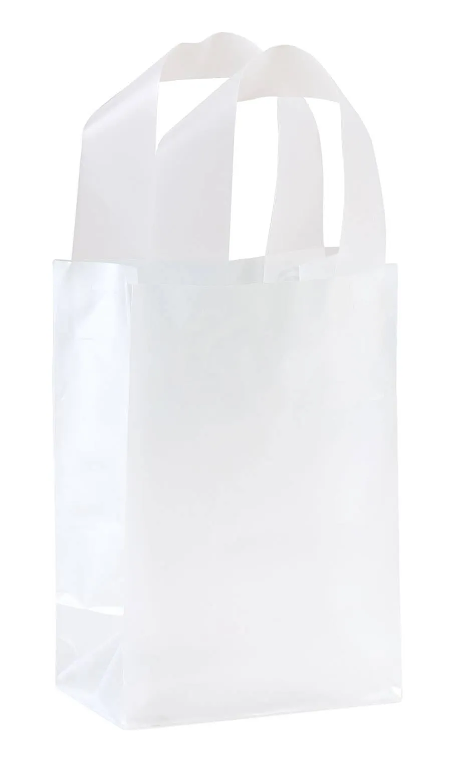 Frosted Retail Shopping Bags: Clear - Handles / Case of 250 / Large