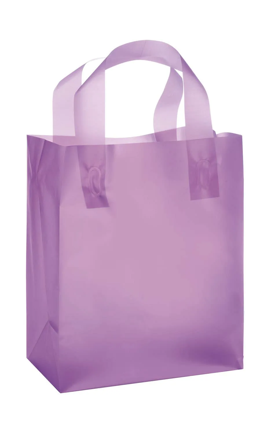 Frosted Retail Shopping Bags: Clear - Handles / Case of 250 / Large