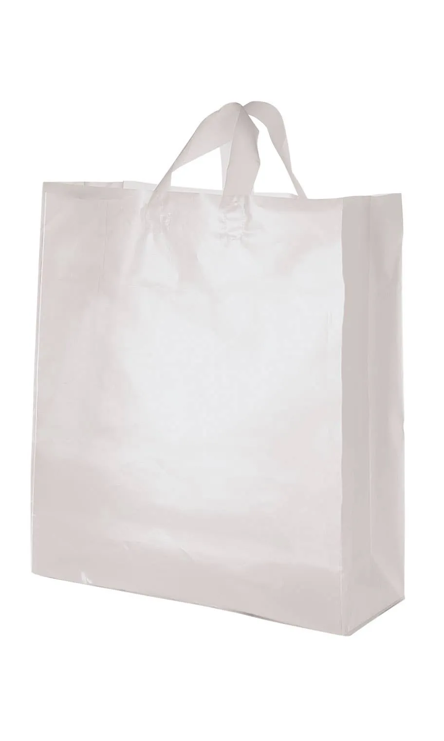 Frosted Retail Shopping Bags: Clear - Handles / Case of 250 / Large
