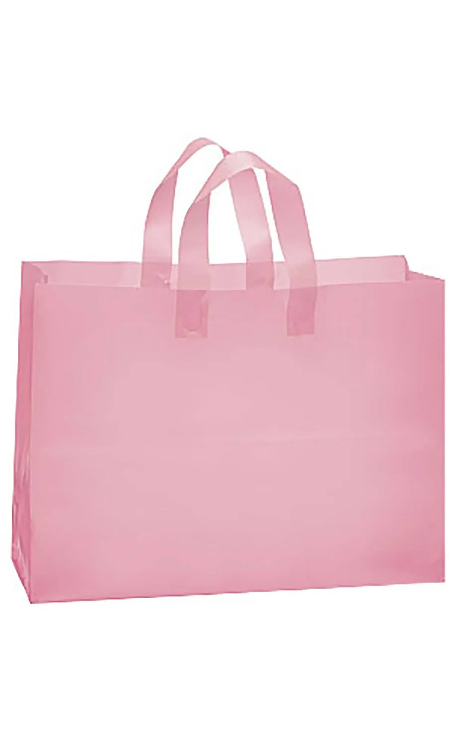 Frosted Retail Shopping Bags: Clear - Handles / Case of 250 / Large