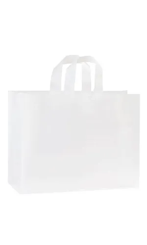 Frosted Retail Shopping Bags: Clear - Handles / Case of 250 / Large