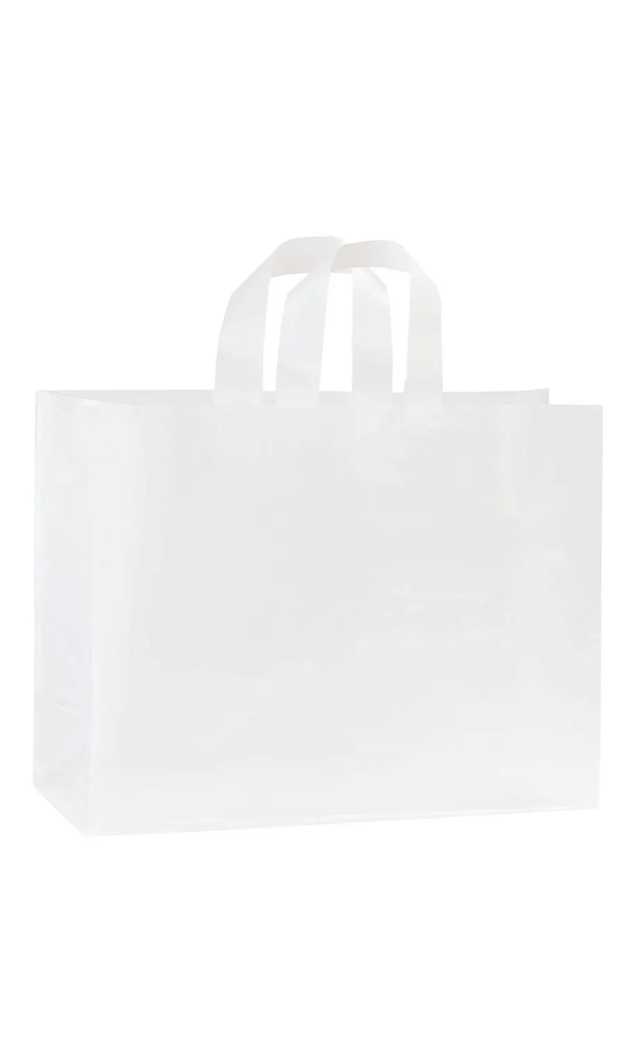 Frosted Retail Shopping Bags: Clear - Handles / Case of 250 / Large