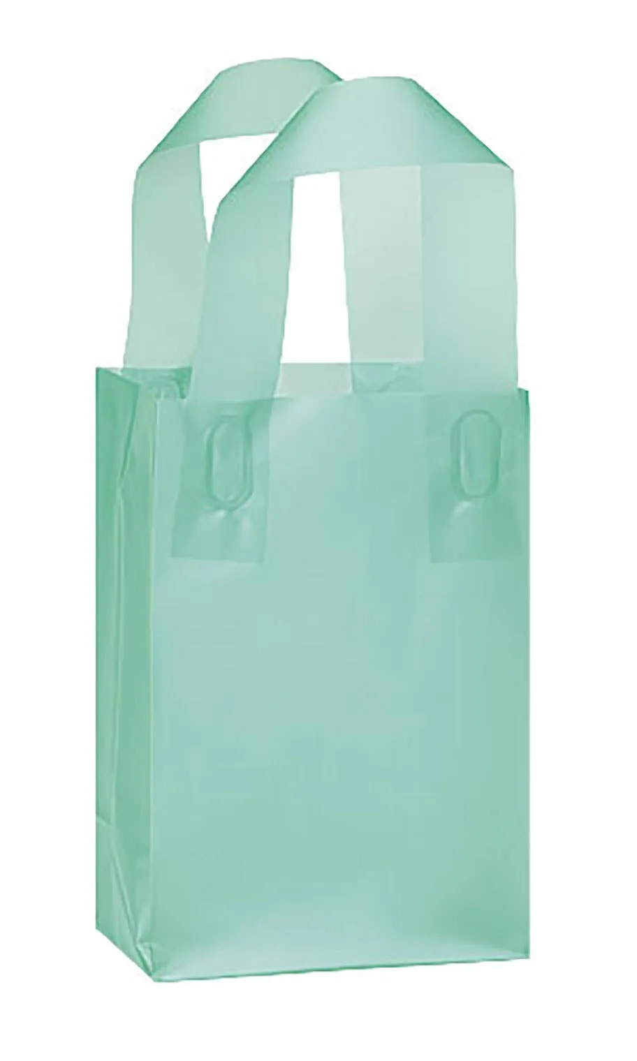 Frosted Retail Shopping Bags: Clear - Handles / Case of 250 / Large