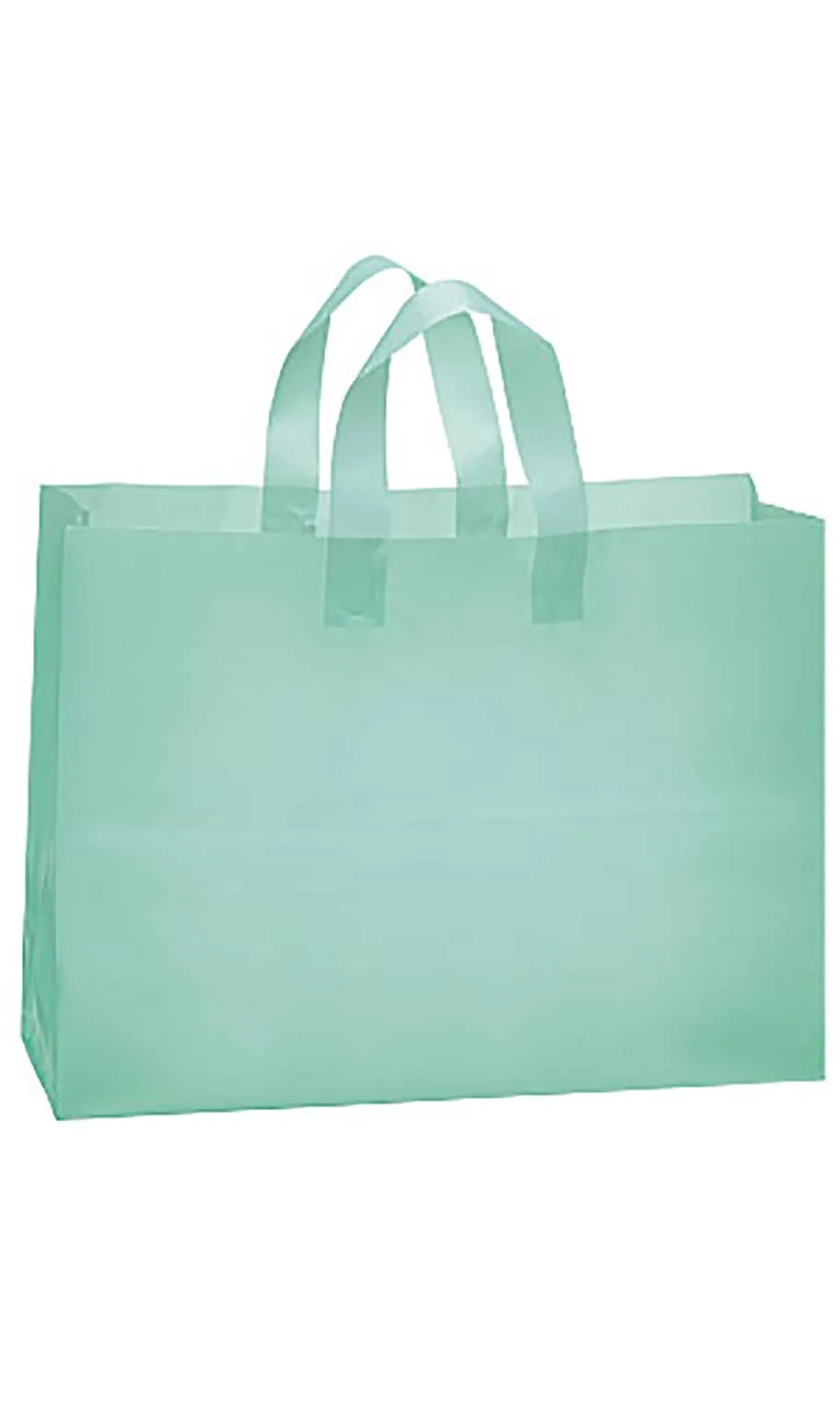 Frosted Retail Shopping Bags: Clear - Handles / Case of 250 / Large