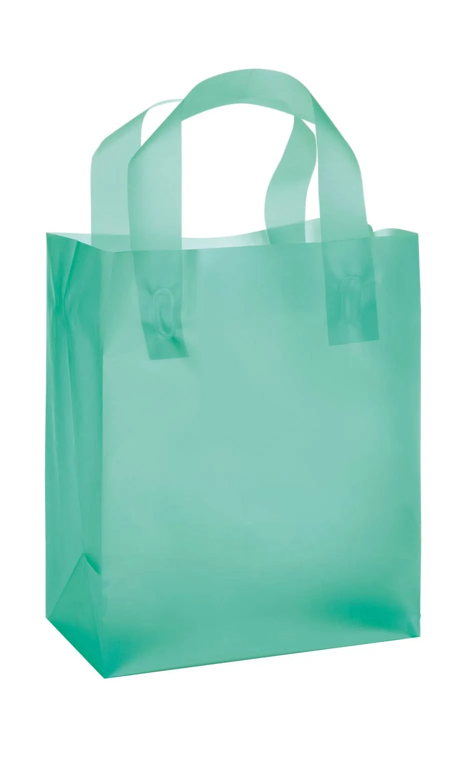 Frosted Retail Shopping Bags: Clear - Handles / Case of 250 / Large