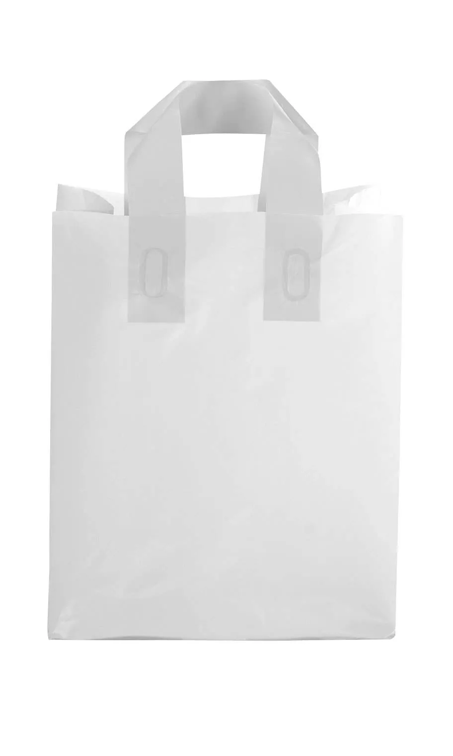 Frosted Retail Shopping Bags: Clear - Handles / Case of 250 / Large