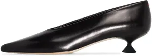 FSJ Women Fashion Pointed Toe V Cut Low Kitten Heel Slip On Pumps Soft Leather Ladies Daily Comfort Basic Dress Shoes Size 4-15 US