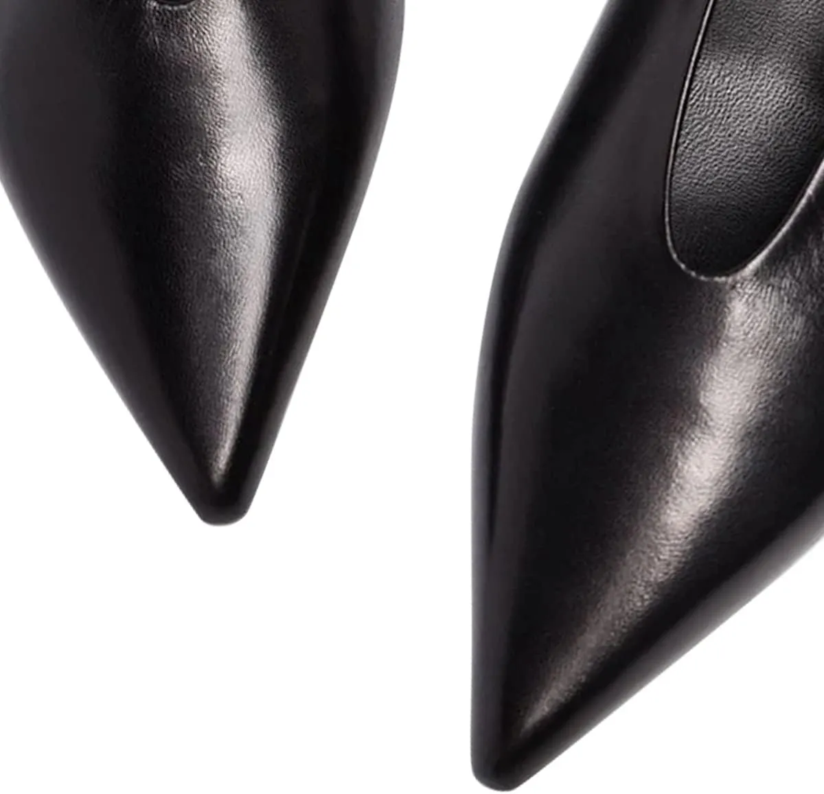 FSJ Women Fashion Pointed Toe V Cut Low Kitten Heel Slip On Pumps Soft Leather Ladies Daily Comfort Basic Dress Shoes Size 4-15 US