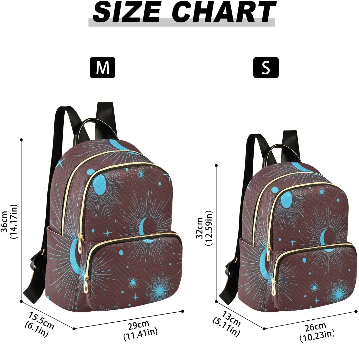 Full Moon with Stars Print Travel Backpack for Women Quilted Bookbag Cute Casual Bag Backpack Lightweight Fashionable Women's Backpack(Small Pattren 3)