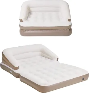 Full Size Air Mattress for Inflatable-Portable Blow Up Mattress Sofa Bed with Flocked top-Double Air Couch for Tent Camping/Car Travel Backpacking(White)