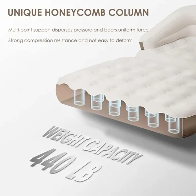 Full Size Air Mattress for Inflatable-Portable Blow Up Mattress Sofa Bed with Flocked top-Double Air Couch for Tent Camping/Car Travel Backpacking(White)