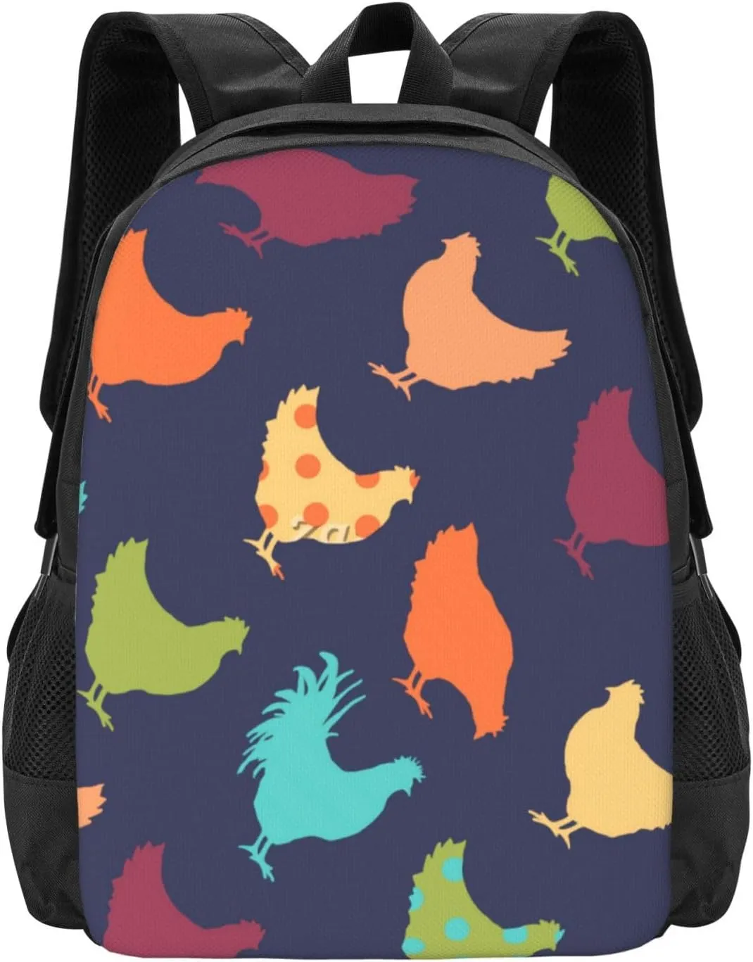 Funky Multi-Colored Chicken Lightweight Packable Backpack Travel Casual Large Capacity Daypack Foldable Backpack For Men Women