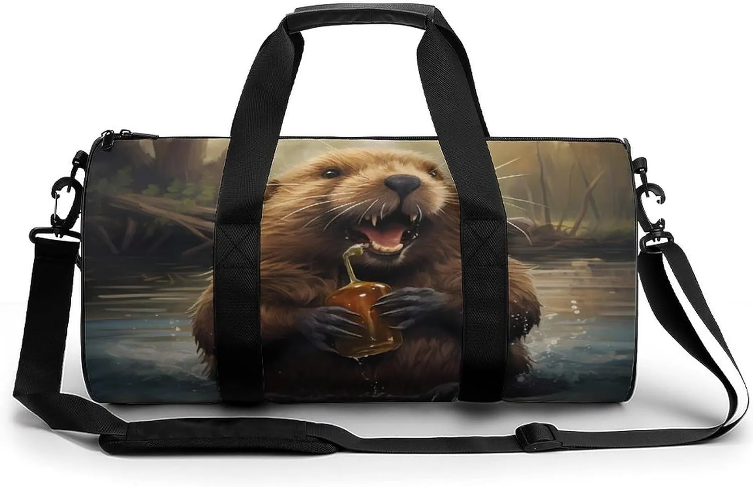 Funny Beaver Animal Sports Gym Bag Durable Workout Bags Travel Duffel Bags Yoga Exercise Bag for Women Men
