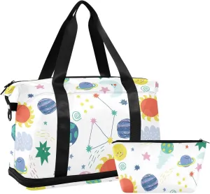 Funny Open Space Elements Cute Duffel Bag Expandable Travel Carry on Bag with Trolley Sleeve