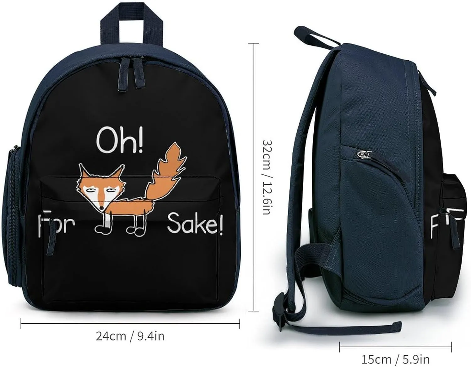 Funny Quote for Fox Sake Cute Backpack Basic Adjustable Bag Simple Small Daypack Camping Park Gift Blue-Style