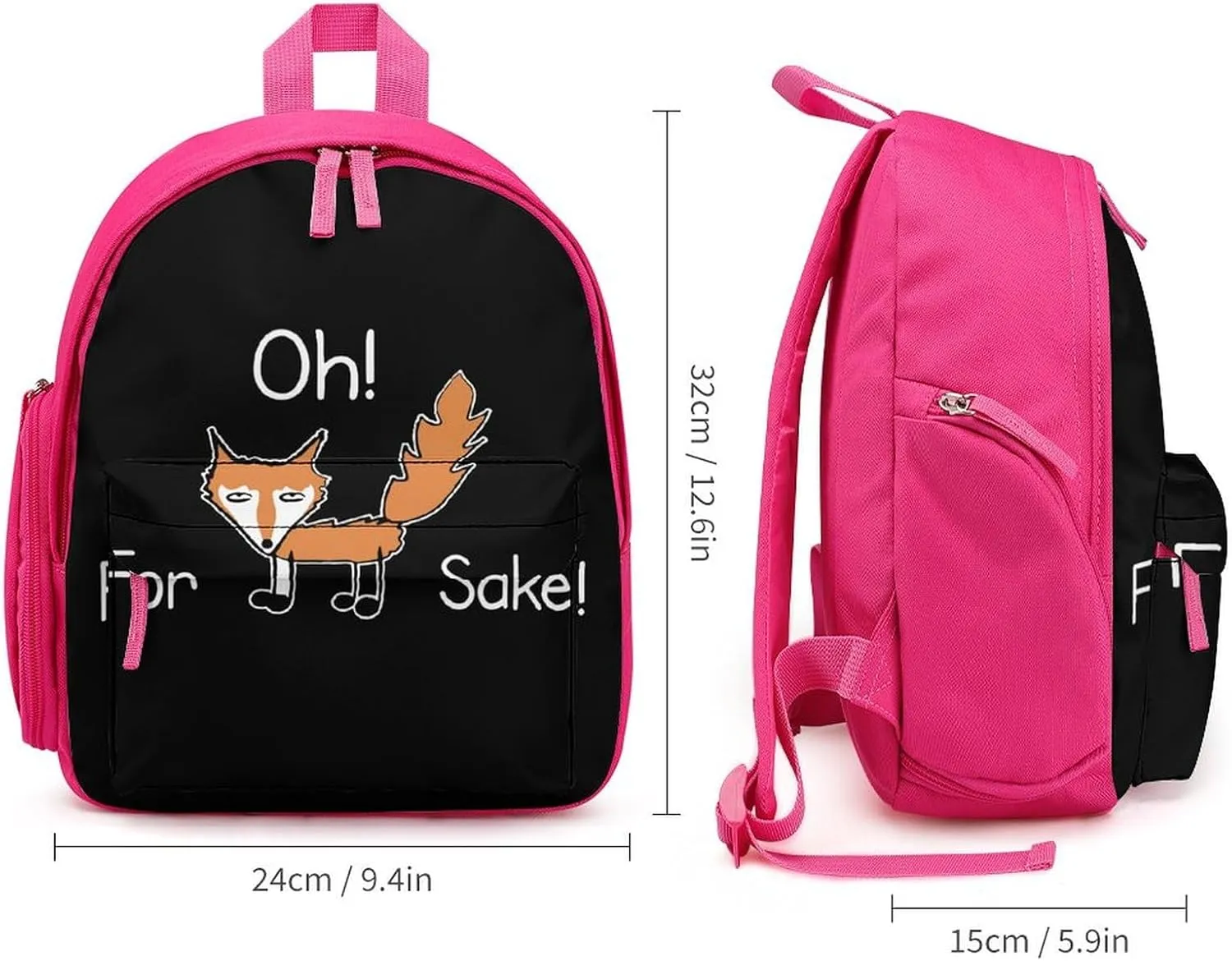 Funny Quote for Fox Sake Cute Backpack Basic Adjustable Bag Simple Small Daypack Camping Park Gift Pink-Style