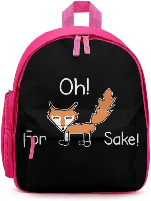 Funny Quote for Fox Sake Cute Backpack Basic Adjustable Bag Simple Small Daypack Camping Park Gift Pink-Style