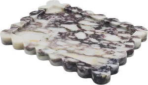 Genuine Calacatta Viola Scalloped Marble Tray, Real Natural Marble Stone Tray, Luxury Decorative Trays for Bathroom, Dresser, Vanity, Kitchen, Home Decor, 10.6" x 8", Calacatta Viola Purple