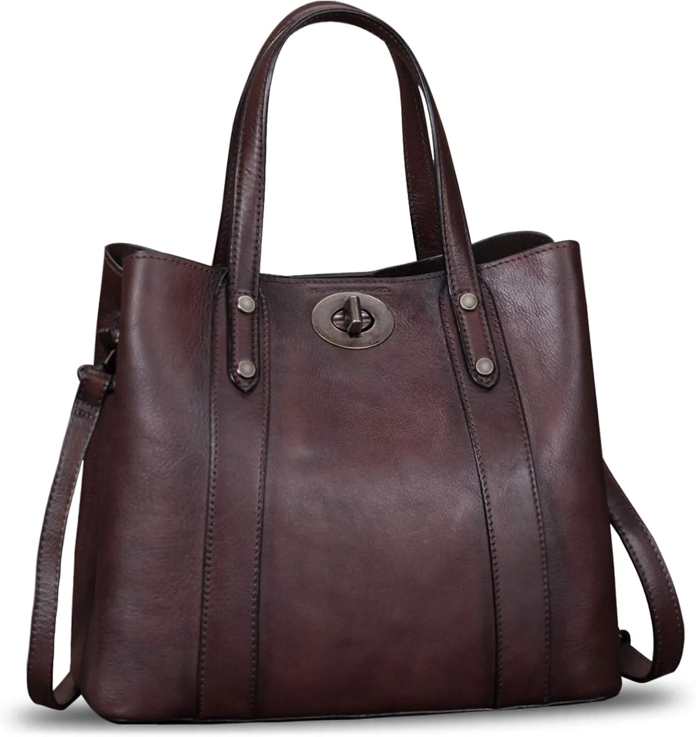 Genuine Leather Handbags for Women Satchel Purses Vintage Handmade Shoulder Bag Cowhide Top Handle Handbag Totes