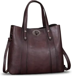 Genuine Leather Handbags for Women Satchel Purses Vintage Handmade Shoulder Bag Cowhide Top Handle Handbag Totes