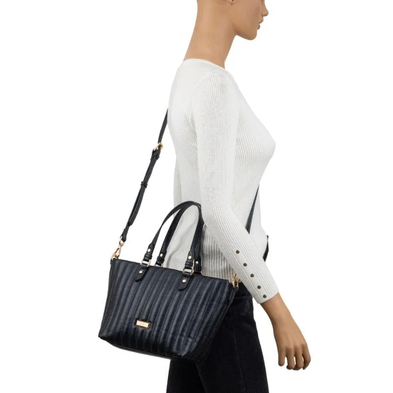 Gionni Womens Black Quilted V Shape Bag Harbor - 11G2773