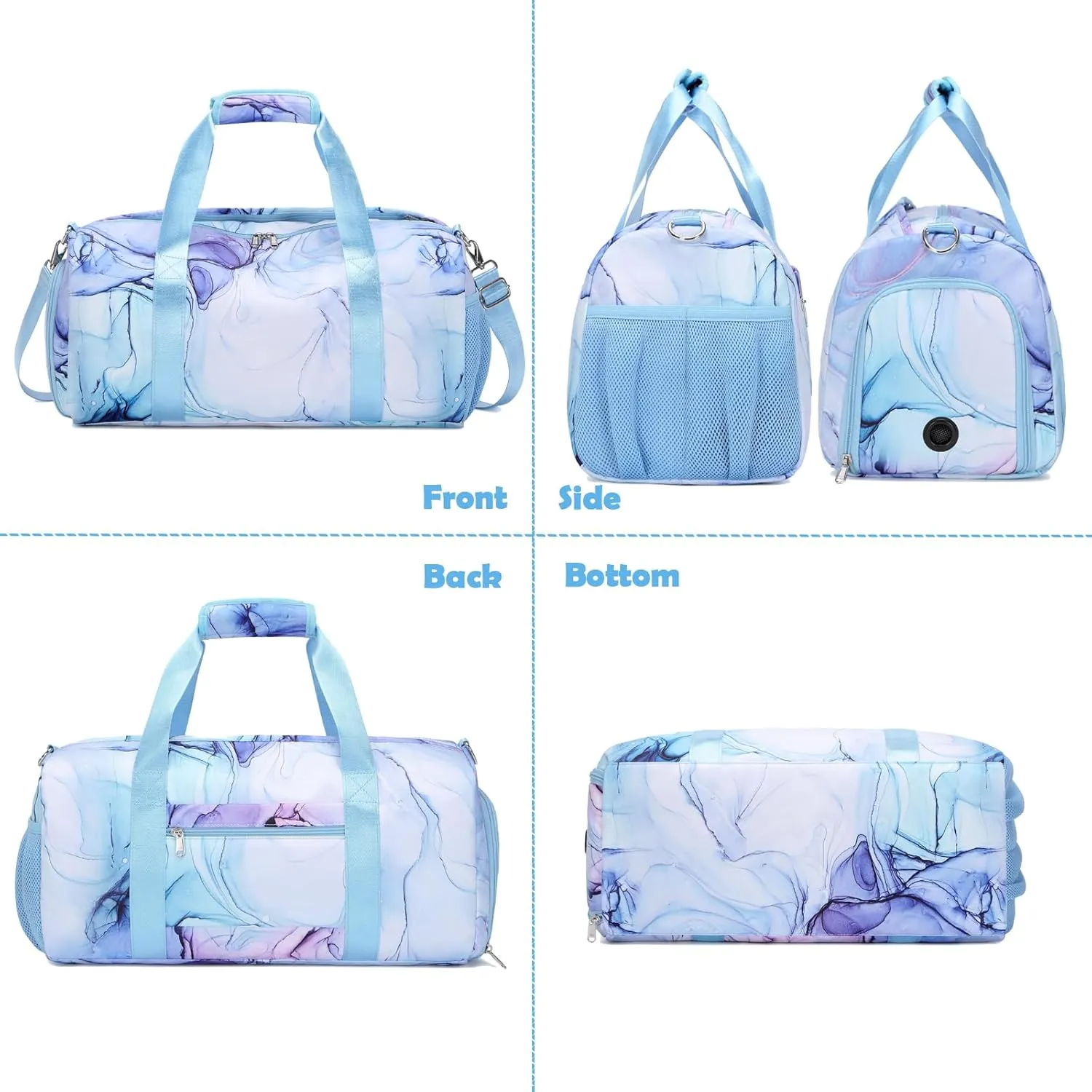 Girls Dance Duffle Gym Sports Ballet Bag with Shoe Compartments, Girls Overnight Weekender Carry On Travel