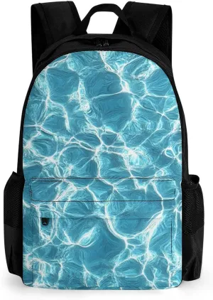 Glass Sea Water Fashion Backpack Light Weight Daily Travel Hiking Laptop Shoulder Bag