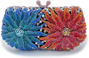 Glitter Women Rhinestone Flower Clutch Purse Diamonds Evening Bag Crystal Wedding Clutch Handbag for Prom Cocktail