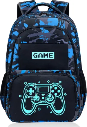 Glow in The Dark Backpack for Boys - Game Boys Backpack for Kids Children Teens Elementary Middle School - 17″ Gamer Bookbag Travel Back Pack for Age 6-18