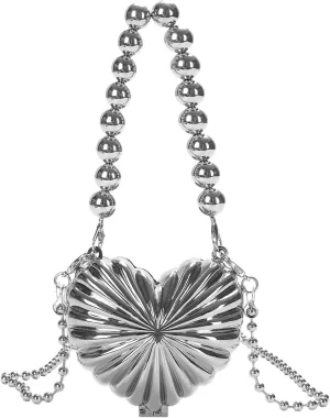 GOKTOW Mini Y2k Silver Purse Mini Evening Bag for Women Fashion Metallic Handbag Body Satchel Shoulder Bag Crossbody Purse