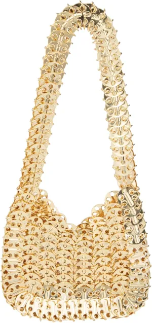 Gold Hollow Out Metal Disc Handbag Metallic Purse Evening Bag for Wedding Party