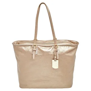 Gold Leather Large LM Cuir Shopping Tote
