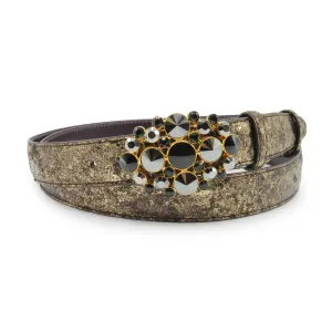 Gold Metallic Splash Narrow Swarovski Crystal Belt
