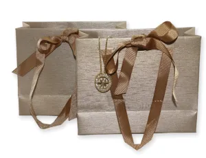 Golden Brown Shopping Bag with Ribbon (50 pcs Per Pack)