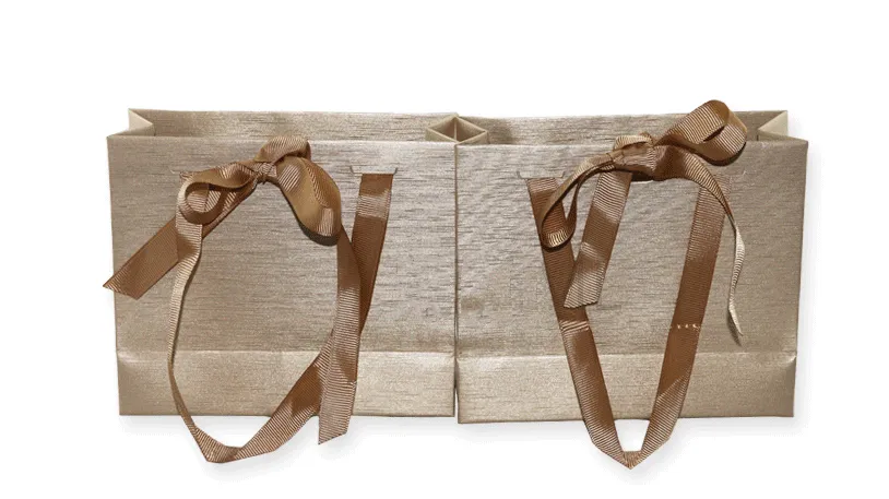 Golden Brown Shopping Bag with Ribbon (50 pcs Per Pack)