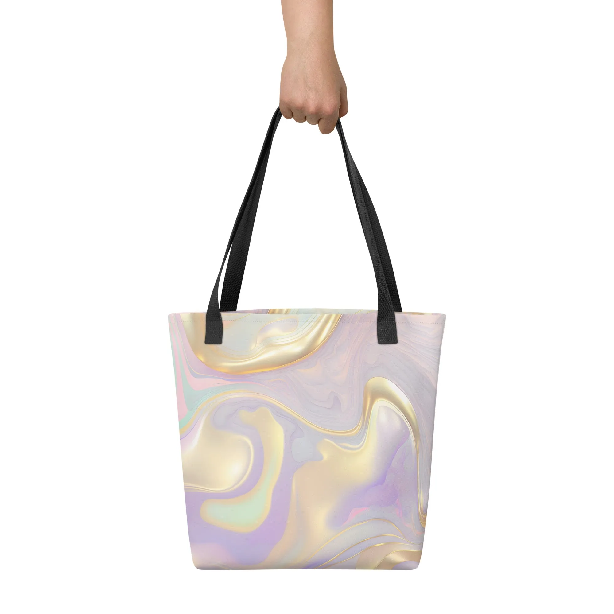 Golden Lavender Swirl All Over Print Tote Bag