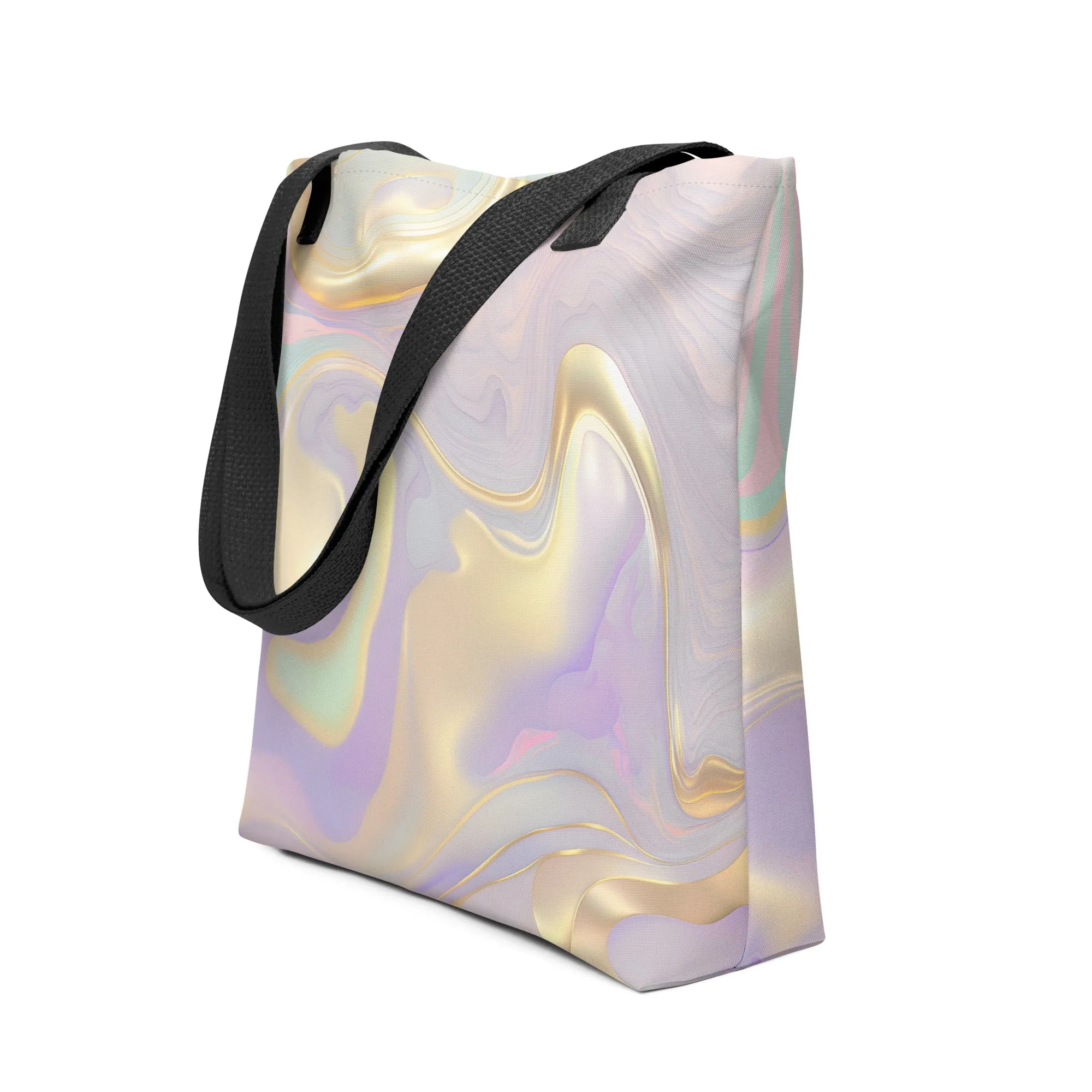 Golden Lavender Swirl All Over Print Tote Bag