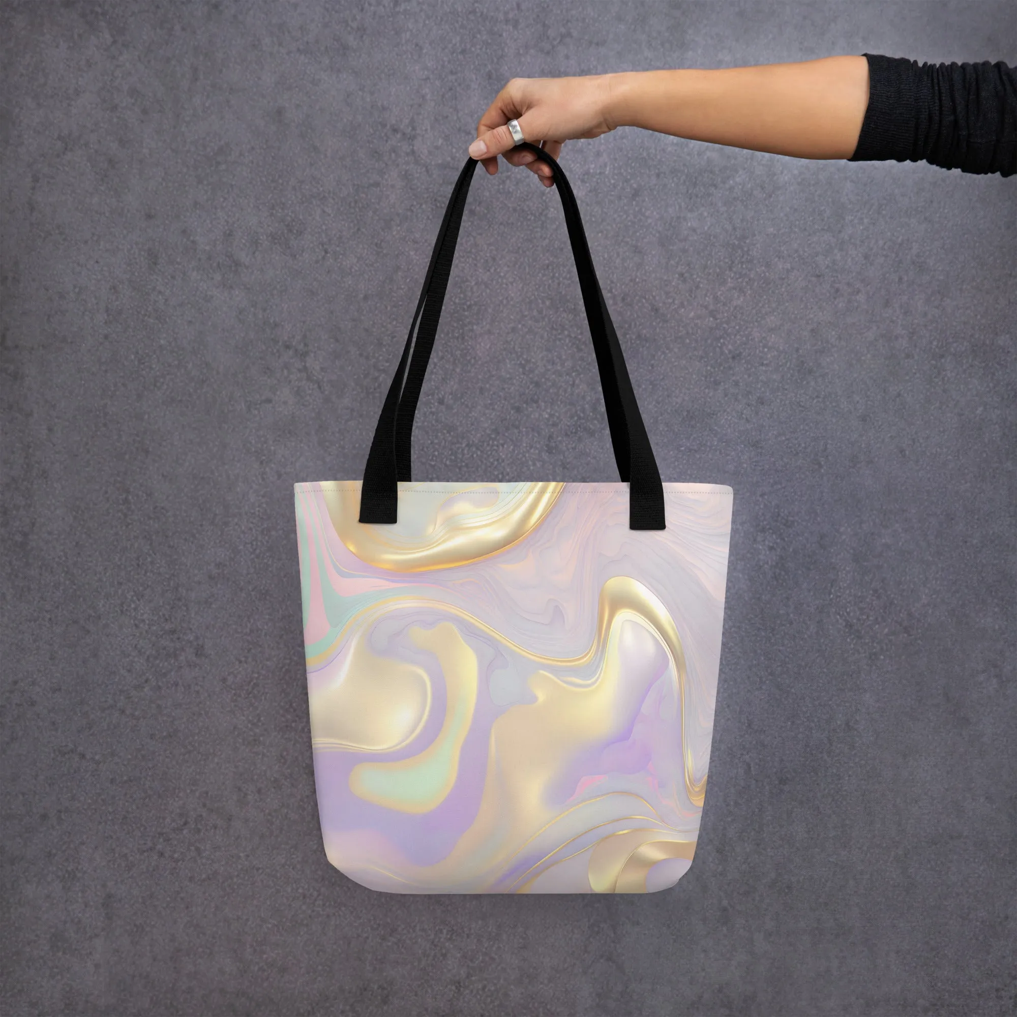 Golden Lavender Swirl All Over Print Tote Bag