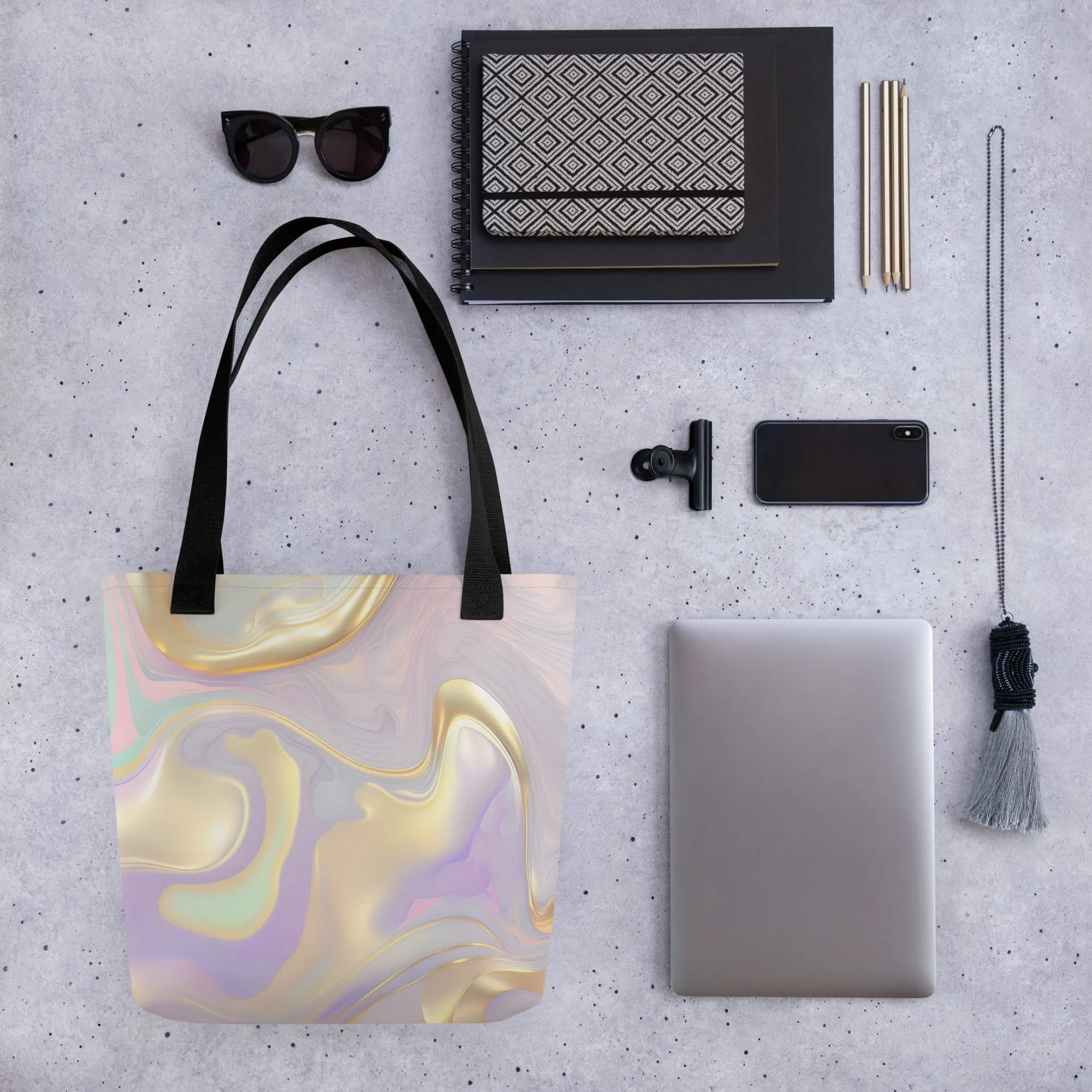 Golden Lavender Swirl All Over Print Tote Bag